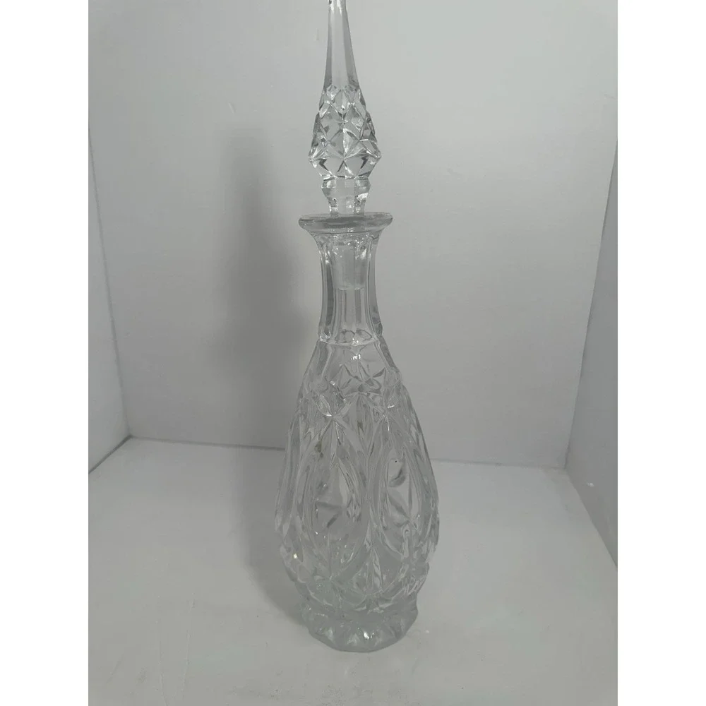 clear glass /crystal decanter with Solid Glass stopper Empty